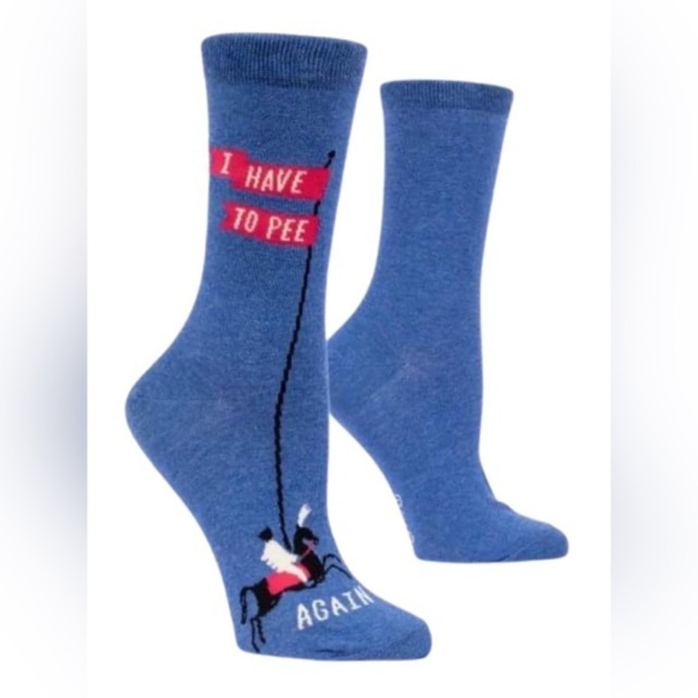 Blue Casual Socks with Playful Text and Graphics